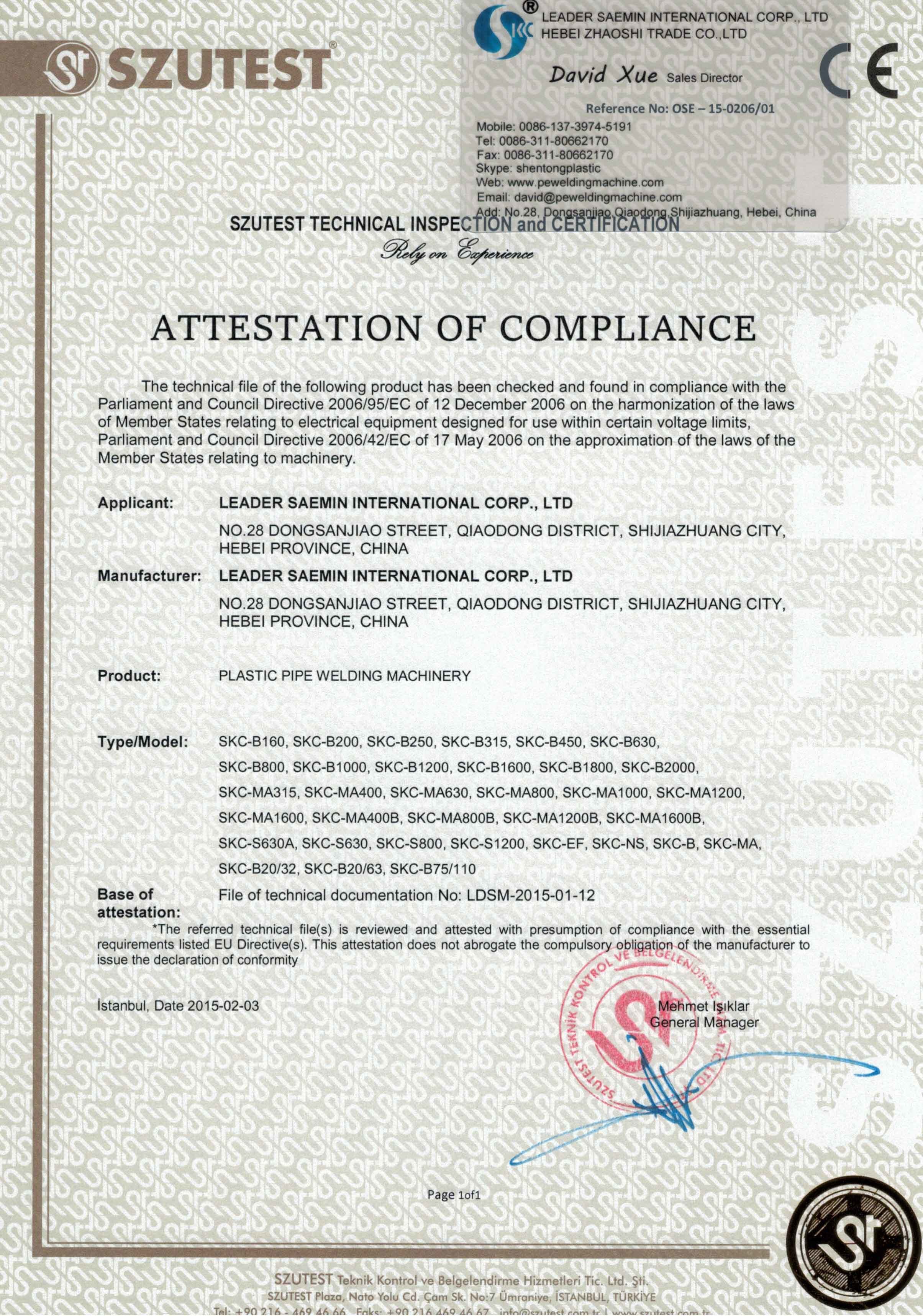 China Hebei MingMai Technology Co.,Ltd Certificaciones